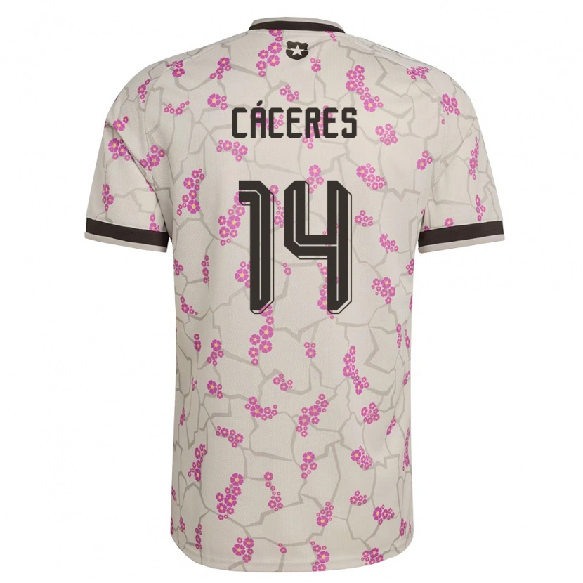 Danxen Män Chile Franco Cáceres #14 Vit Lila Bortatröja Matchtröjor 26-28 Tröjor T-Tröja