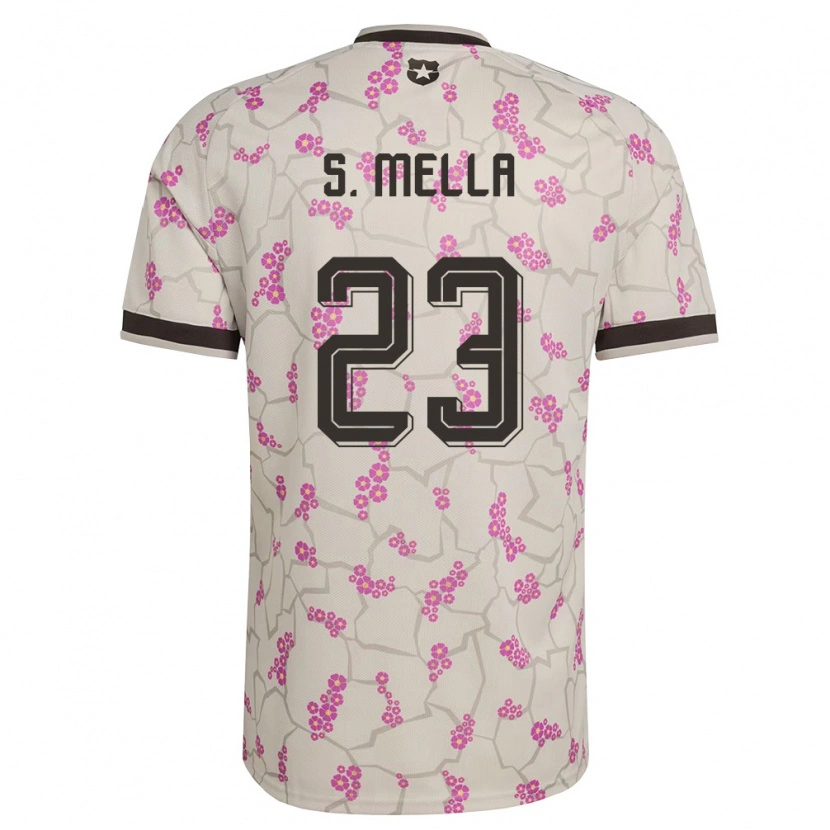 Danxen Män Chile Sebastián Mella #23 Vit Lila Bortatröja Matchtröjor 26-28 Tröjor T-Tröja
