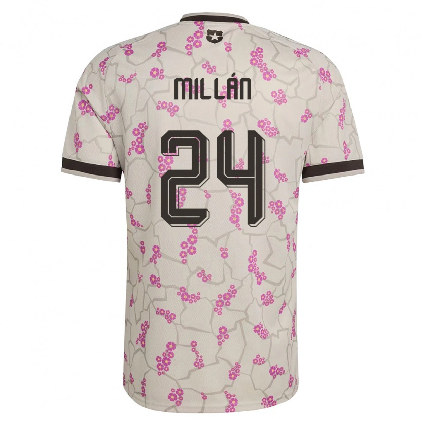 Danxen Män Chile Lautaro Millán #24 Vit Lila Bortatröja Matchtröjor 26-28 Tröjor T-Tröja