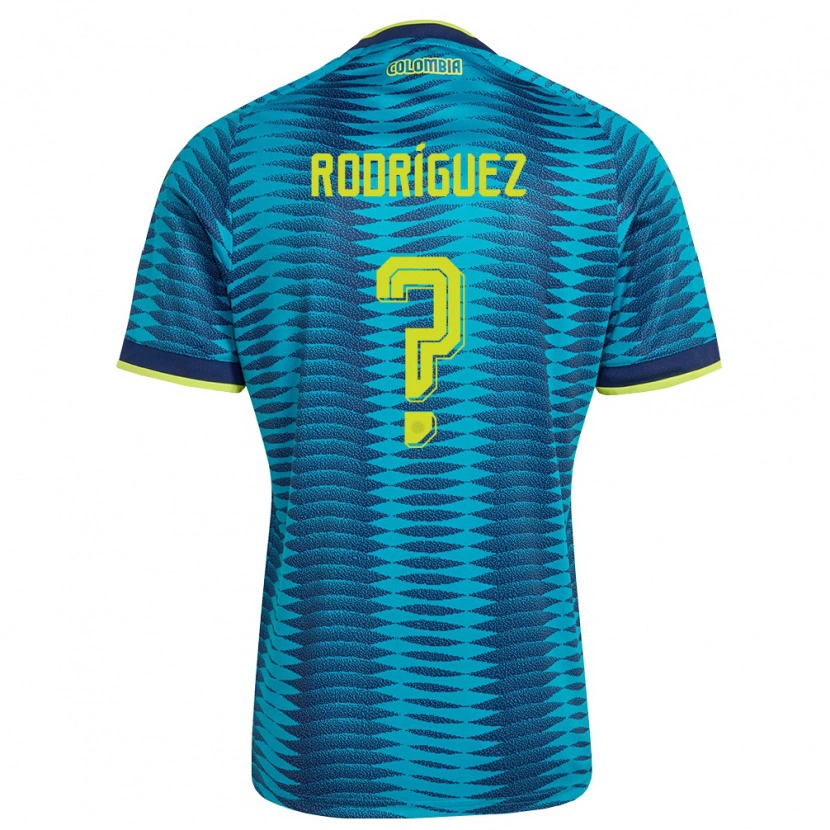 Danxen Män Colombia Juan Rodríguez #0 Blå Marin Gul Bortatröja Matchtröjor 26-28 Tröjor T-Tröja