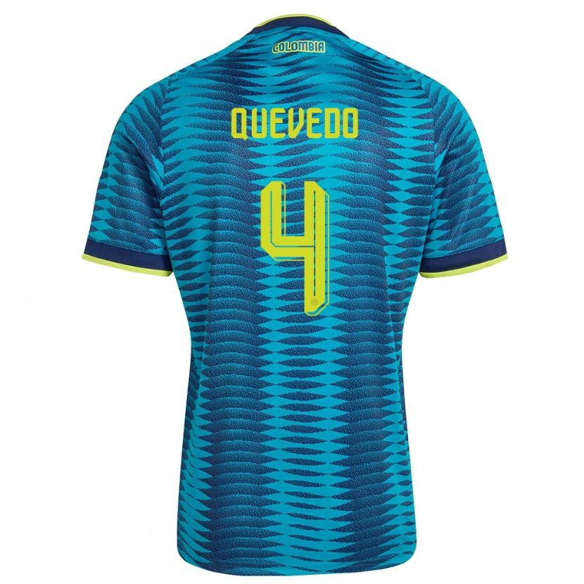 Danxen Män Colombia Juan Quevedo #4 Blå Marin Gul Bortatröja Matchtröjor 26-28 Tröjor T-Tröja