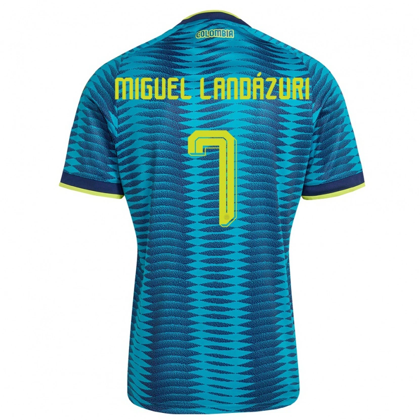 Danxen Män Colombia Luis Miguel Landázuri #7 Blå Marin Gul Bortatröja Matchtröjor 26-28 Tröjor T-Tröja
