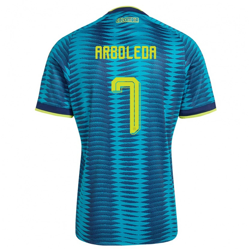 Danxen Män Colombia Cristian Arboleda #7 Blå Marin Gul Bortatröja Matchtröjor 26-28 Tröjor T-Tröja