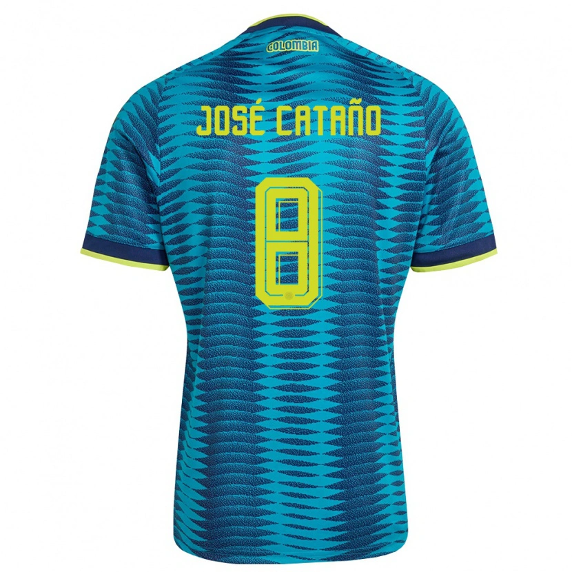 Danxen Män Colombia Juan José Cataño #8 Blå Marin Gul Bortatröja Matchtröjor 26-28 Tröjor T-Tröja