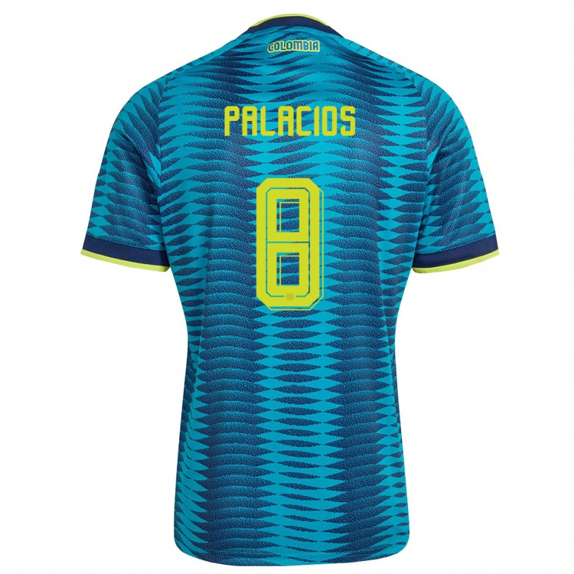 Danxen Män Colombia Brahian Palacios #8 Blå Marin Gul Bortatröja Matchtröjor 26-28 Tröjor T-Tröja
