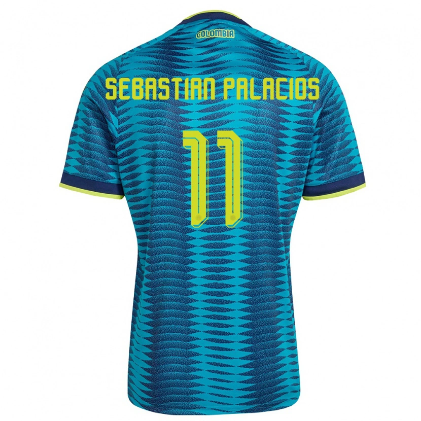 Danxen Män Colombia Juan Sebastián Palacios #11 Blå Marin Gul Bortatröja Matchtröjor 26-28 Tröjor T-Tröja