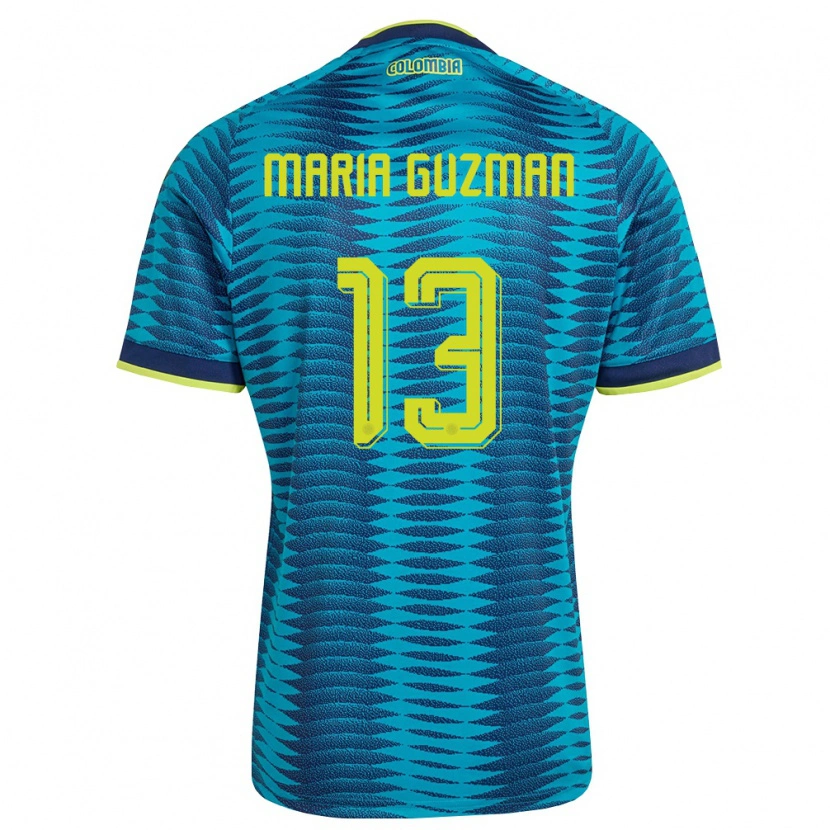 Danxen Män Colombia Ana María Guzmán #13 Blå Marin Gul Bortatröja Matchtröjor 26-28 Tröjor T-Tröja