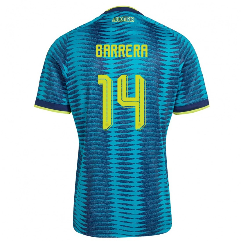 Danxen Män Colombia Jordan Barrera #14 Blå Marin Gul Bortatröja Matchtröjor 26-28 Tröjor T-Tröja