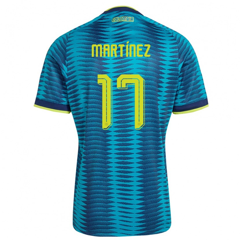 Danxen Män Colombia Weiner Martínez #17 Blå Marin Gul Bortatröja Matchtröjor 26-28 Tröjor T-Tröja