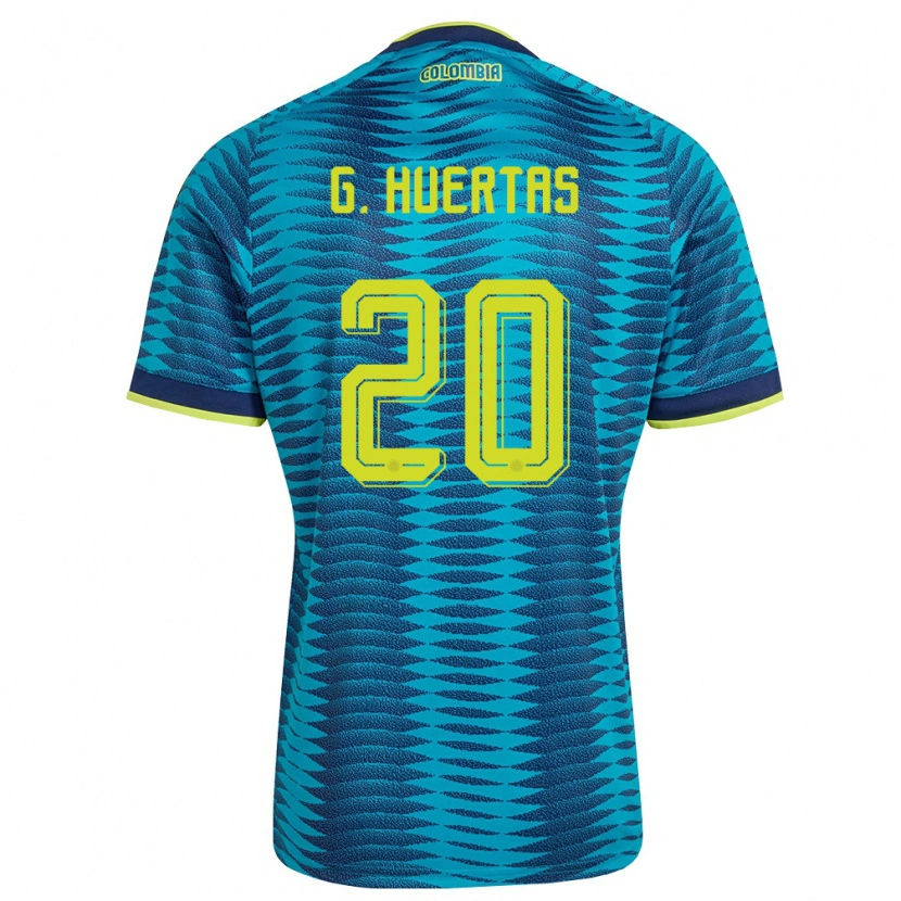 Danxen Män Colombia Gabriela Huertas #20 Blå Marin Gul Bortatröja Matchtröjor 26-28 Tröjor T-Tröja