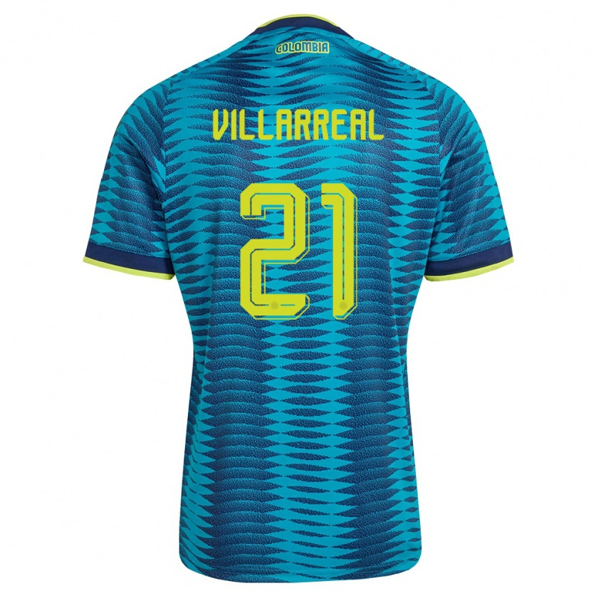 Danxen Män Colombia Néiser Villarreal #21 Blå Marin Gul Bortatröja Matchtröjor 26-28 Tröjor T-Tröja