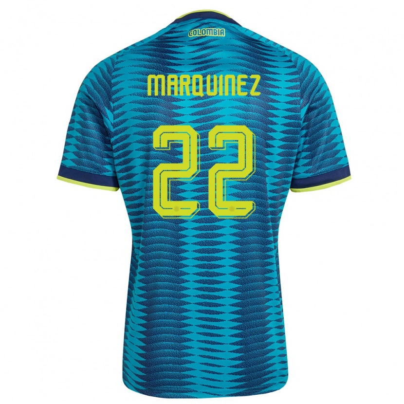 Danxen Män Colombia Luis Marquinez #22 Blå Marin Gul Bortatröja Matchtröjor 26-28 Tröjor T-Tröja