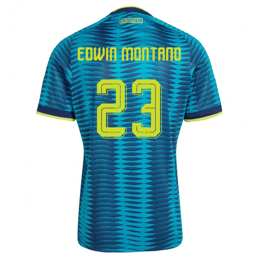 Danxen Män Colombia John Edwin Montaño #23 Blå Marin Gul Bortatröja Matchtröjor 26-28 Tröjor T-Tröja