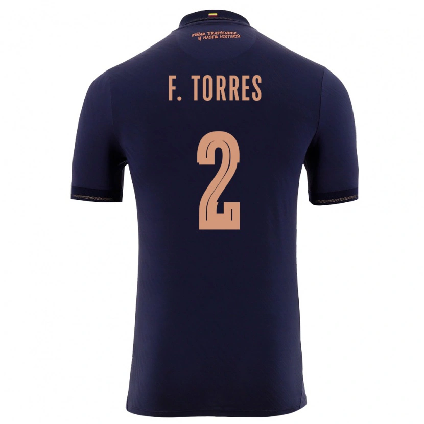Danxen Män Ecuador Félix Torres #2 Marin Guld Bortatröja Matchtröjor 26-28 Tröjor T-Tröja