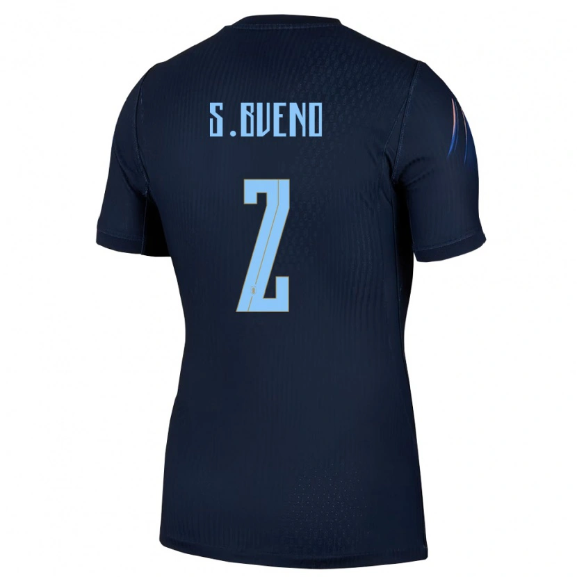 Danxen Män Uruguay Santiago Bueno #2 Svart Blå Bortatröja Matchtröjor 26-28 Tröjor T-Tröja