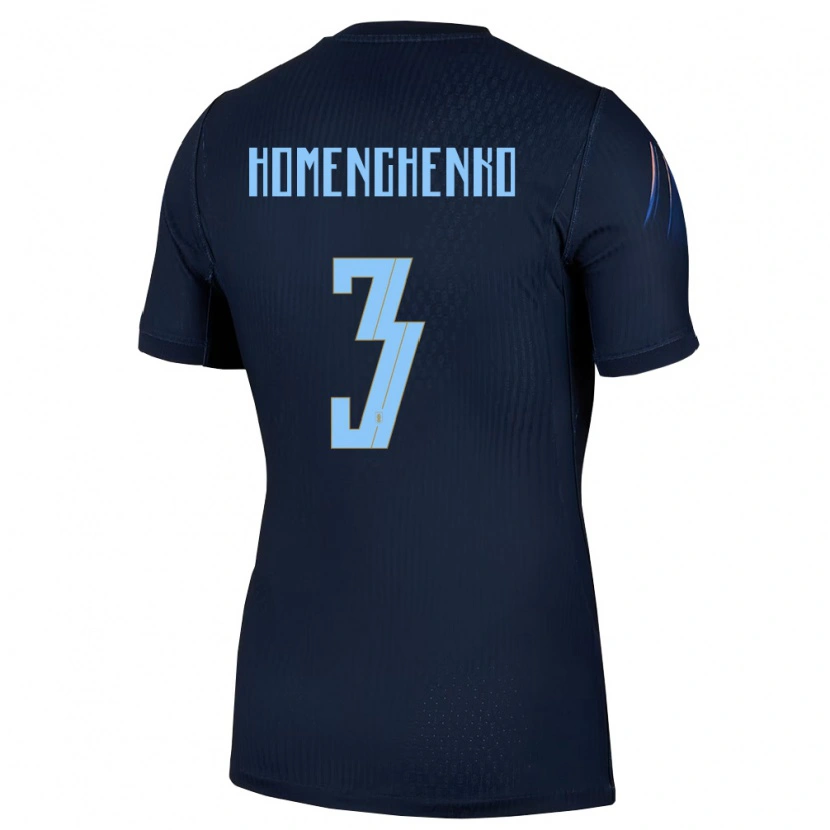Danxen Män Uruguay Santiago Homenchenko #3 Svart Blå Bortatröja Matchtröjor 26-28 Tröjor T-Tröja