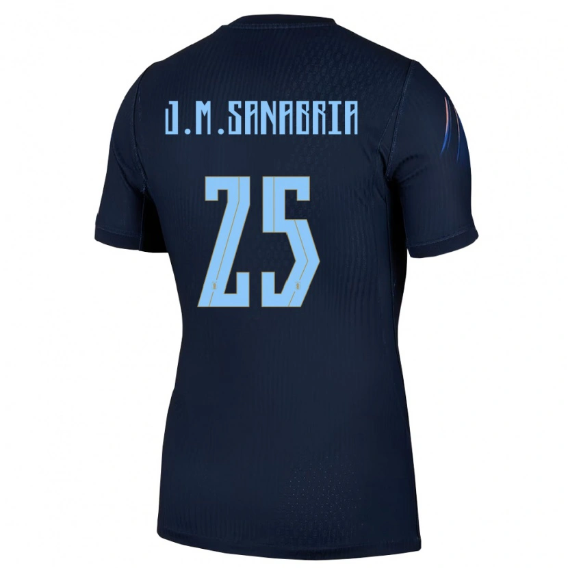 Danxen Män Uruguay Juan Manuel Sanabria #25 Svart Blå Bortatröja Matchtröjor 26-28 Tröjor T-Tröja