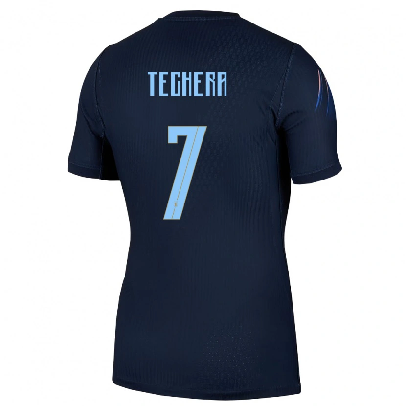 Danxen Män Uruguay Facundo Techera #7 Svart Blå Bortatröja Matchtröjor 26-28 Tröjor T-Tröja