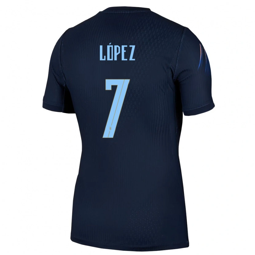 Danxen Män Uruguay Nahuel López #7 Svart Blå Bortatröja Matchtröjor 26-28 Tröjor T-Tröja