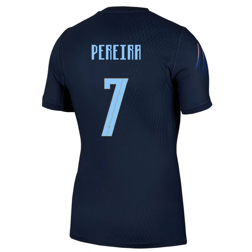 Danxen Män Uruguay Bruno Pereira #7 Svart Blå Bortatröja Matchtröjor 26-28 Tröjor T-Tröja