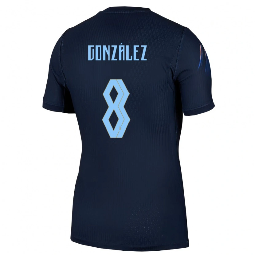 Danxen Män Uruguay Luciano Gonzalez #8 Svart Blå Bortatröja Matchtröjor 26-28 Tröjor T-Tröja