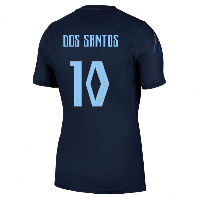 Danxen Män Uruguay Agustín Dos Santos #10 Svart Blå Bortatröja Matchtröjor 26-28 Tröjor T-Tröja