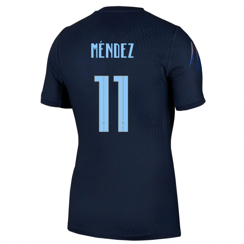 Danxen Män Uruguay Axel Méndez #11 Svart Blå Bortatröja Matchtröjor 26-28 Tröjor T-Tröja