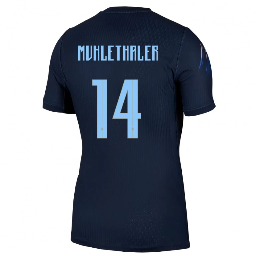 Danxen Män Uruguay Stiven Muhlethaler #14 Svart Blå Bortatröja Matchtröjor 26-28 Tröjor T-Tröja