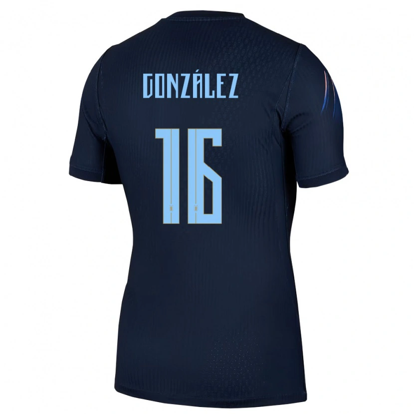 Danxen Män Uruguay Lorena Gonzalez #16 Svart Blå Bortatröja Matchtröjor 26-28 Tröjor T-Tröja