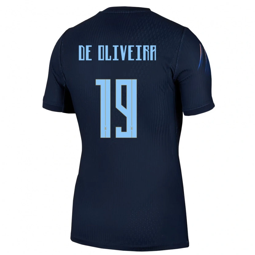 Danxen Män Uruguay Emiliano De Oliveira #19 Svart Blå Bortatröja Matchtröjor 26-28 Tröjor T-Tröja