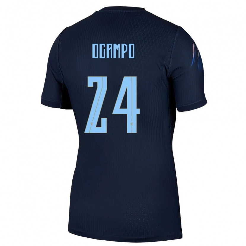 Danxen Män Uruguay Brian Ocampo #24 Svart Blå Bortatröja Matchtröjor 26-28 Tröjor T-Tröja