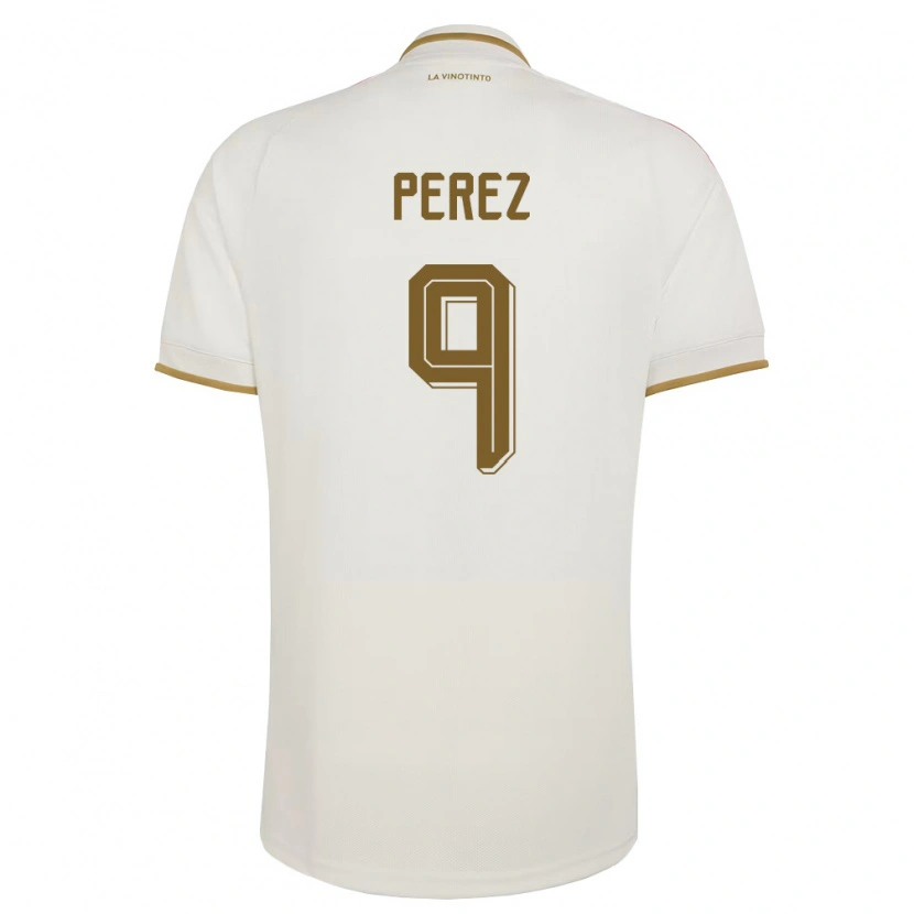 Danxen Män Venezuela Daniel Pérez #9 Off-White Gul Bortatröja Matchtröjor 26-28 Tröjor T-Tröja