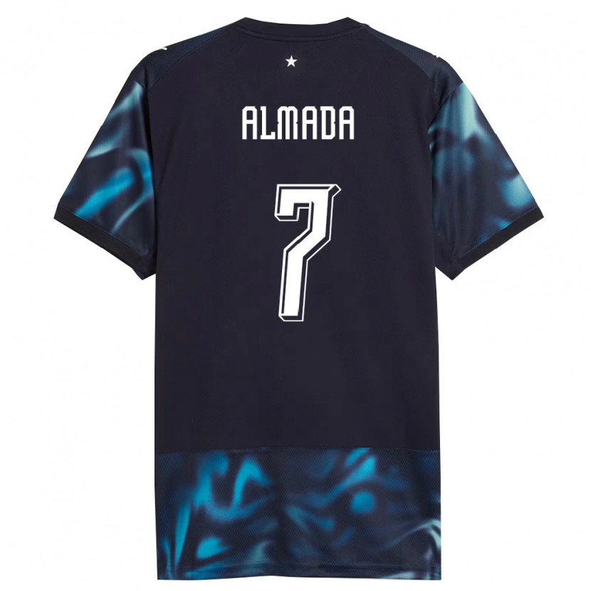 Danxen Män Paraguay Derlis Almada #7 Marin Himmelblå Bortatröja Matchtröjor 26-28 Tröjor T-Tröja