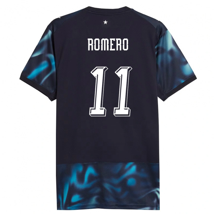 Danxen Män Paraguay Ángel Romero #11 Marin Himmelblå Bortatröja Matchtröjor 26-28 Tröjor T-Tröja