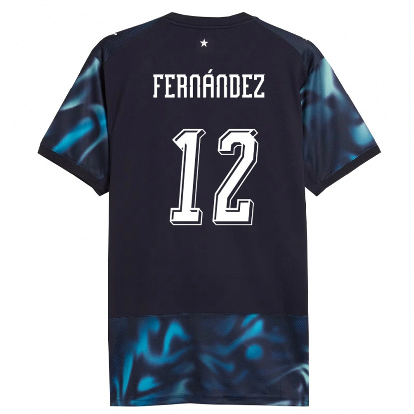 Danxen Män Paraguay Roberto Fernández #12 Marin Himmelblå Bortatröja Matchtröjor 26-28 Tröjor T-Tröja