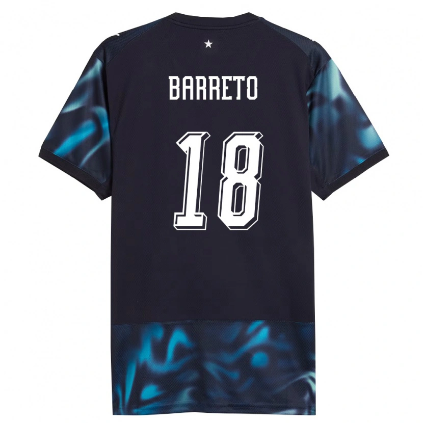 Danxen Män Paraguay Liz Barreto #18 Marin Himmelblå Bortatröja Matchtröjor 26-28 Tröjor T-Tröja