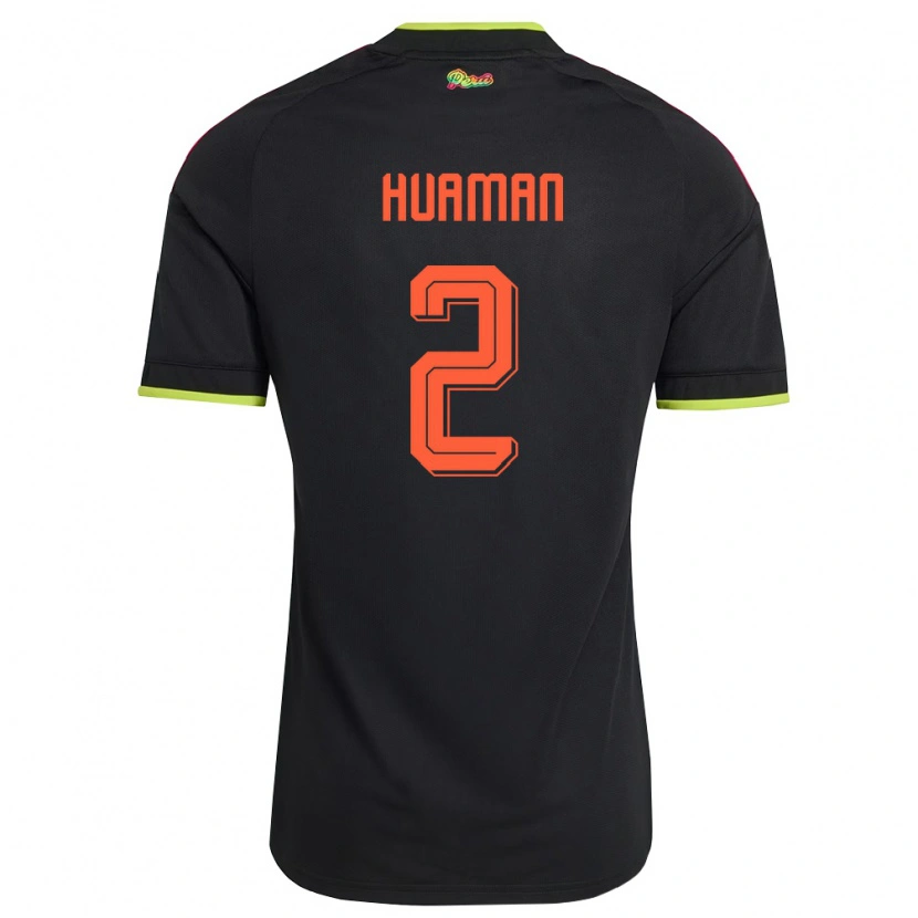 Danxen Män Peru Marco Huamán #2 Svart Gul Rosa Bortatröja Matchtröjor 26-28 Tröjor T-Tröja