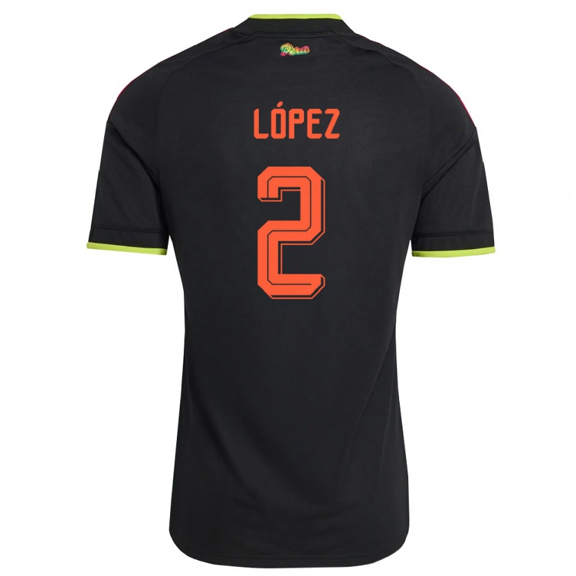 Danxen Män Peru Francisco López #2 Svart Gul Rosa Bortatröja Matchtröjor 26-28 Tröjor T-Tröja