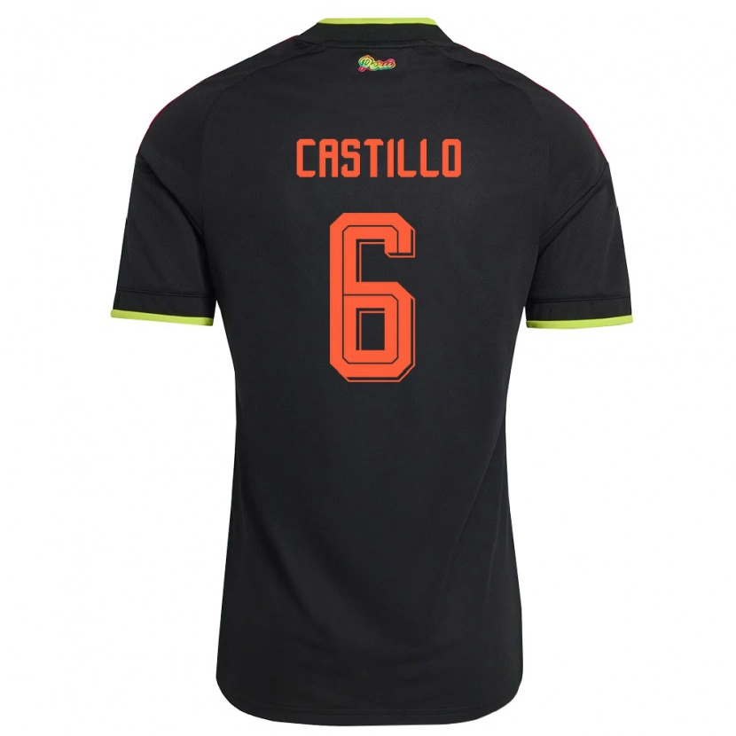 Danxen Män Peru Jesús Castillo #6 Svart Gul Rosa Bortatröja Matchtröjor 26-28 Tröjor T-Tröja