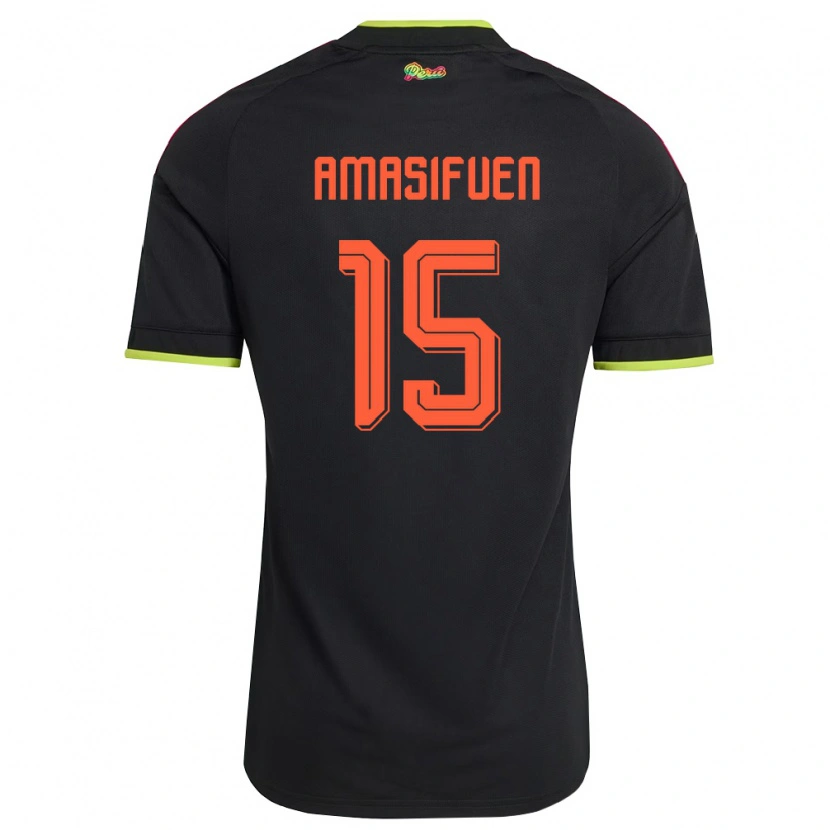 Danxen Män Peru Nicolás Amasifuén #15 Svart Gul Rosa Bortatröja Matchtröjor 26-28 Tröjor T-Tröja