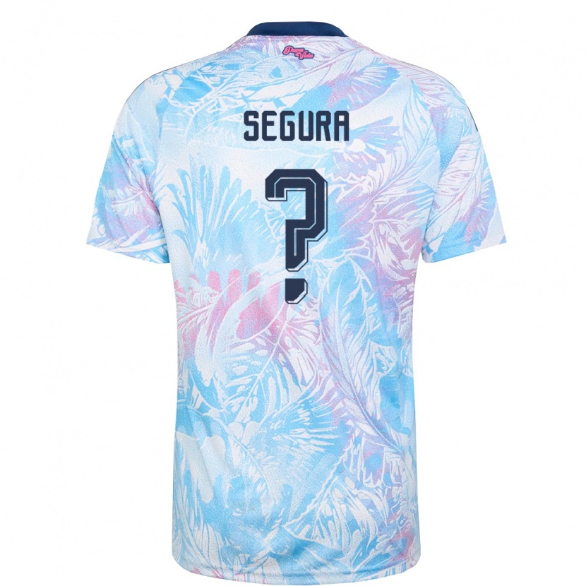 Danxen Män Costa Rica Oscar Segura #0 Himmelblå Marin Rosa Bortatröja Matchtröjor 26-28 Tröjor T-Tröja