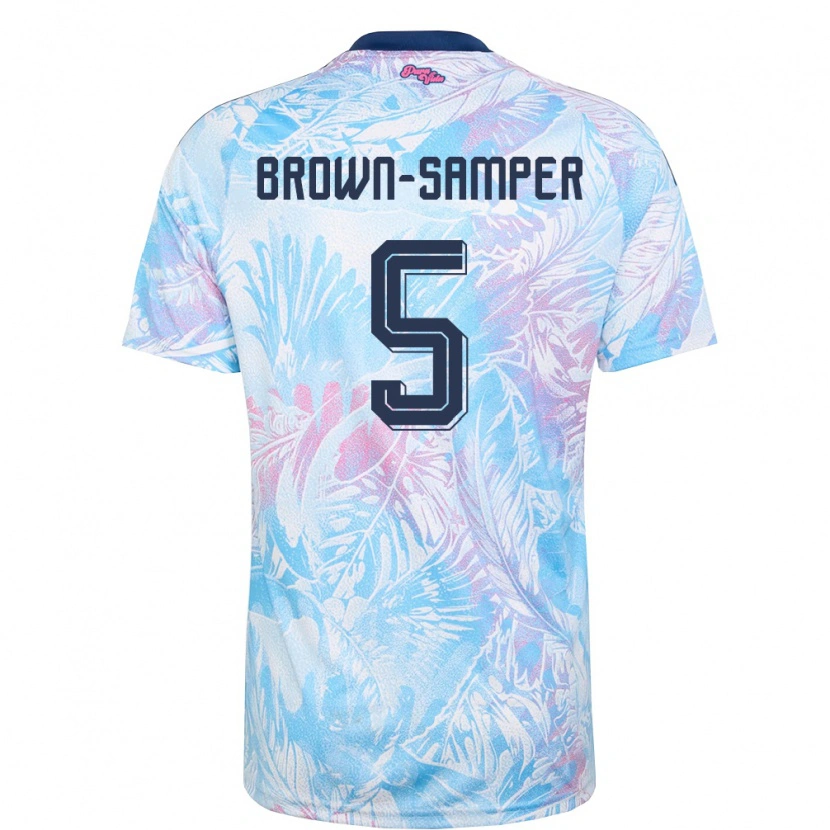 Danxen Män Costa Rica Isaac Brown-Samper #5 Himmelblå Marin Rosa Bortatröja Matchtröjor 26-28 Tröjor T-Tröja