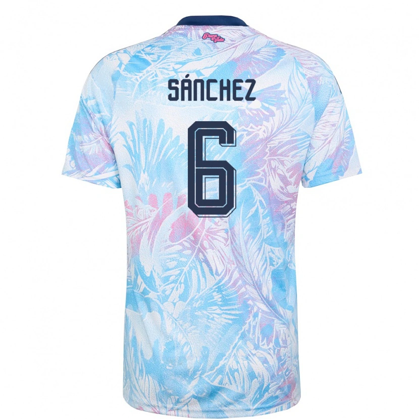 Danxen Män Costa Rica Carol Sanchez #6 Himmelblå Marin Rosa Bortatröja Matchtröjor 26-28 Tröjor T-Tröja