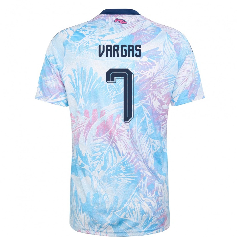 Danxen Män Costa Rica Kenneth Vargas #7 Himmelblå Marin Rosa Bortatröja Matchtröjor 26-28 Tröjor T-Tröja
