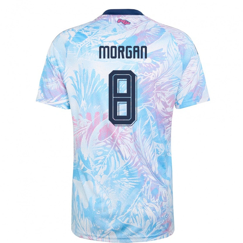 Danxen Män Costa Rica Hakeem Morgan #8 Himmelblå Marin Rosa Bortatröja Matchtröjor 26-28 Tröjor T-Tröja