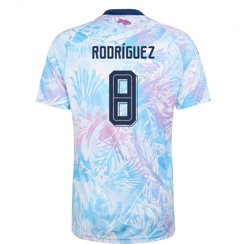 Danxen Män Costa Rica Bryson Rodríguez #8 Himmelblå Marin Rosa Bortatröja Matchtröjor 26-28 Tröjor T-Tröja