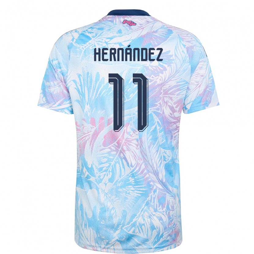 Danxen Män Costa Rica Anthony Hernández #11 Himmelblå Marin Rosa Bortatröja Matchtröjor 26-28 Tröjor T-Tröja