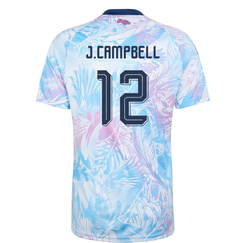 Danxen Män Costa Rica Joel Campbell #12 Himmelblå Marin Rosa Bortatröja Matchtröjor 26-28 Tröjor T-Tröja