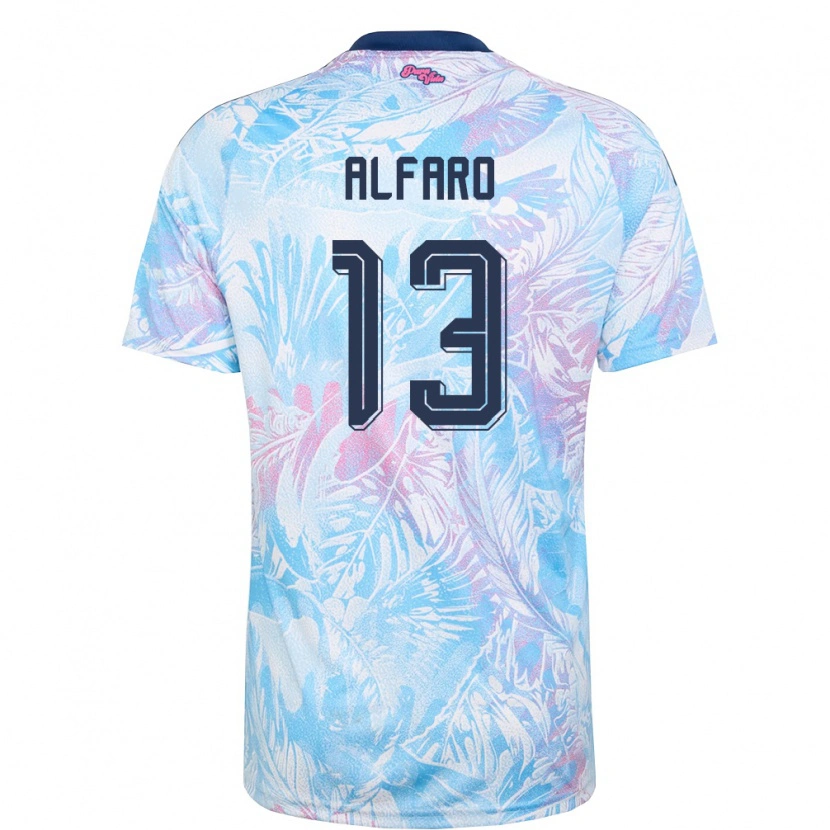 Danxen Män Costa Rica Marshall Alfaro #13 Himmelblå Marin Rosa Bortatröja Matchtröjor 26-28 Tröjor T-Tröja
