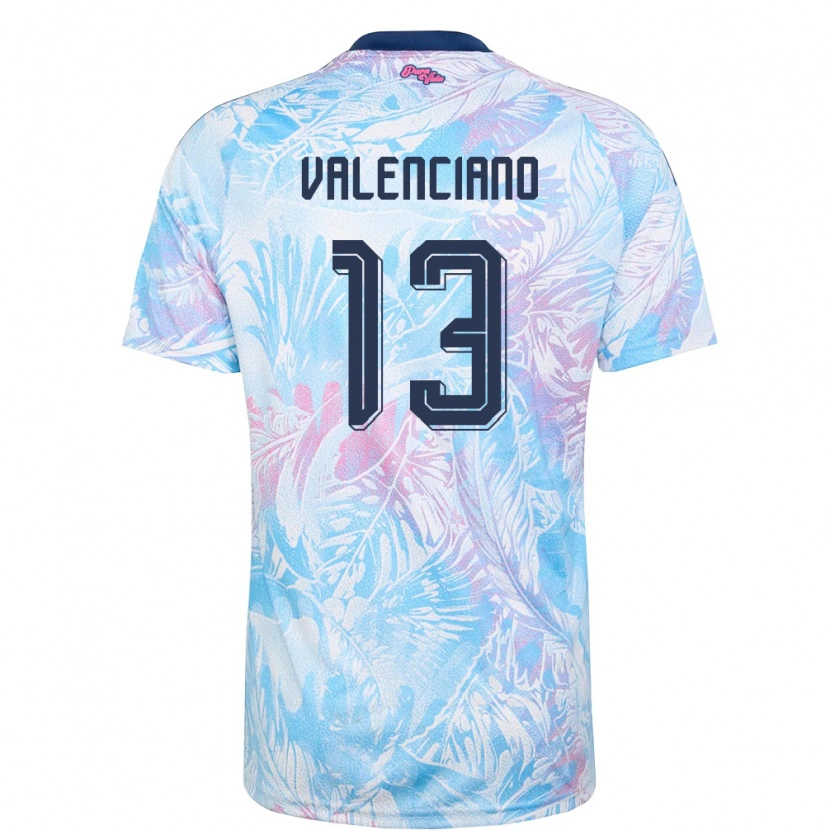 Danxen Män Costa Rica Emilie Valenciano #13 Himmelblå Marin Rosa Bortatröja Matchtröjor 26-28 Tröjor T-Tröja